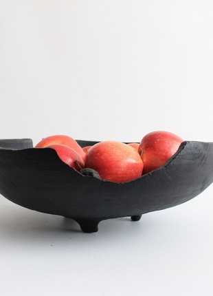 large handmade fruit dish, rustic unique dinnerware, decorative wooden centerpiece bowl6 photo