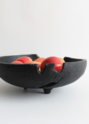 large handmade fruit dish, rustic unique dinnerware, decorative wooden centerpiece bowl