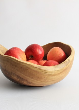 Handmade fruit bowl, lage salad dinnerware, wooden popcorn plate, rustic centerpiece bowl2 photo