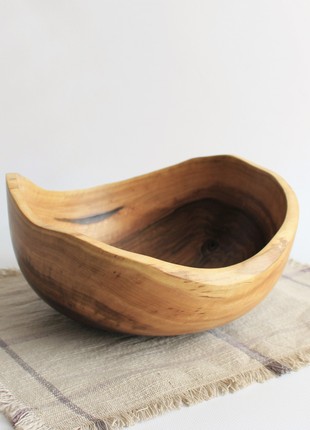 Handmade fruit bowl, lage salad dinnerware, wooden popcorn plate, rustic centerpiece bowl1 photo