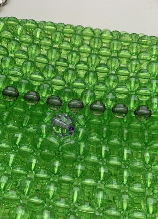 Green bag made of beads, stylish bag, original bag made of beads4 photo