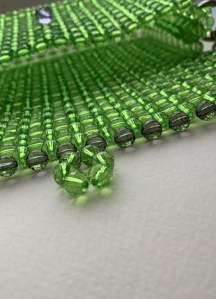 Green bag made of beads, stylish bag, original bag made of beads8 photo