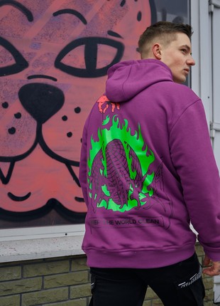 Oversize hoodie OGONPUSHKA Keep Clean purple