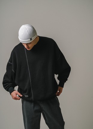 Oversized men's sweatshirt OGONPUSHKA Seam black2 photo