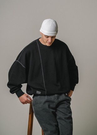 Oversized men's sweatshirt OGONPUSHKA Seam black9 photo