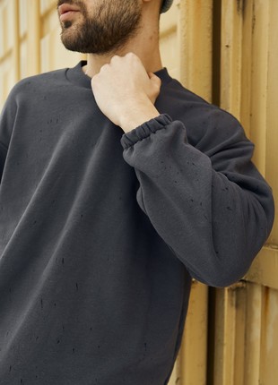 Oversized men's sweatshirt OGONPUSHKA Fred dark gray5 photo