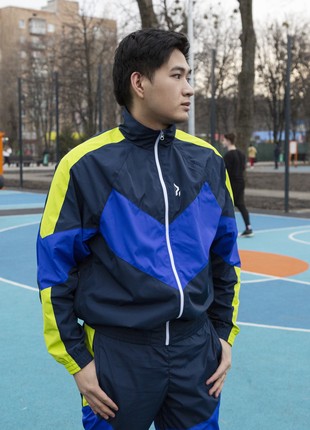 Men's windbreaker-zipper OGONPUSHKA Split with microfleece blue-yellow2 photo