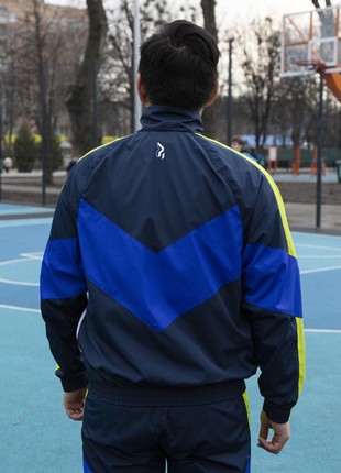 Men's windbreaker-zipper OGONPUSHKA Split with microfleece blue-yellow5 photo