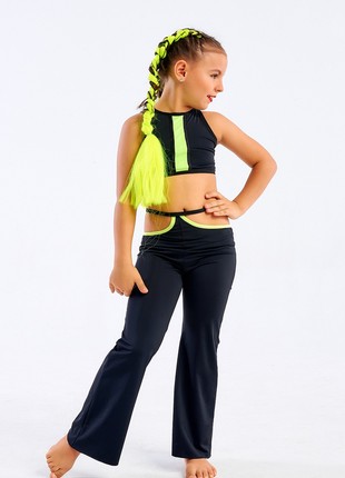 Set of training clothes with pants black and lemon1 photo