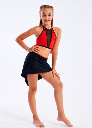 Set of training clothes with a short skirt, black and red1 photo