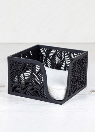 Floral Wood Luncheon Napkin Holder (black)
