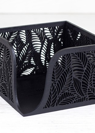 Floral Wood Luncheon Napkin Holder (black)3 photo