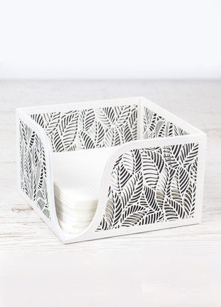 Floral Wood Luncheon Napkin Holder (White)