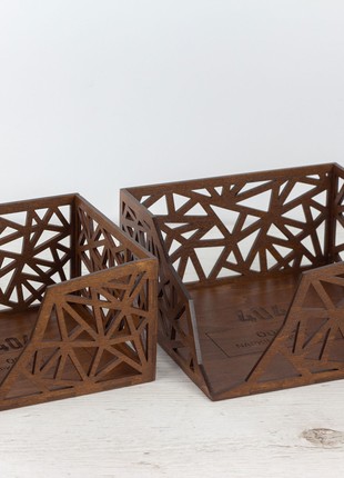 Rustic Wood Luncheon Napkin Holder (Walnut)6 photo