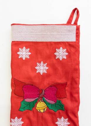 Personalised Christmas stocking embroidered, red stocking, first christmas2 photo