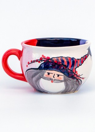 Large handmade ceramic Christmas mug Santa New Year 2023