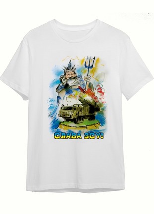 White T-shirt with Ukrainian patriotic print Glory of UAF2 photo