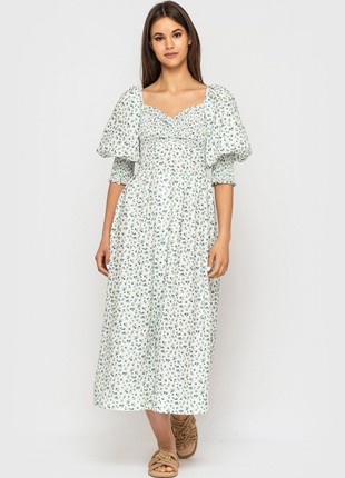 Floral Linen Smocked Dress for Women8 photo