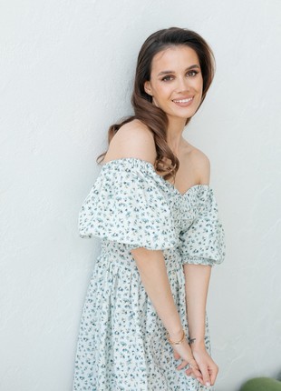 Floral Linen Smocked Dress for Women4 photo