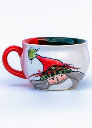 Large handmade ceramic Christmas mug Santa New Year 20231 photo