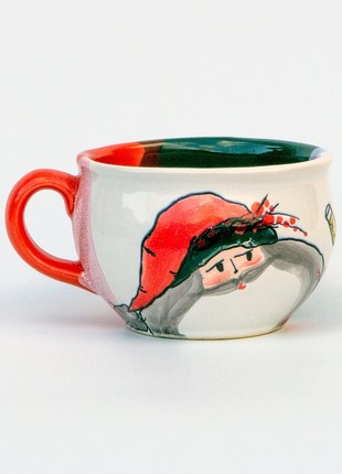 Large Handmade Ceramic Christmas Mug Santa With Champagne New Year 20232 photo