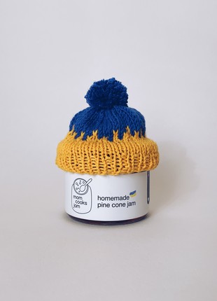 Gift Pine cone jam jar with Ukrainian symbols hat from Ukraine sellers