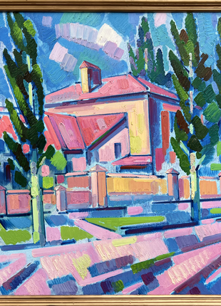 Abstract oil painting urban motif Peter Tovpev nDobr776