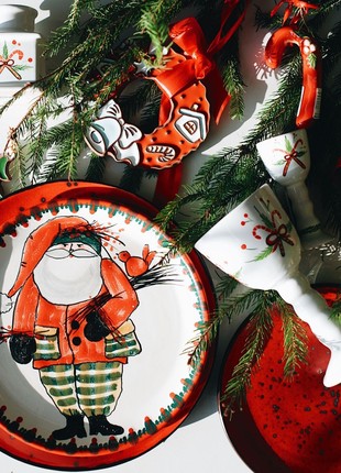 Christmas handmade ceramic mug Santa with a gingerbread man New Year 20237 photo