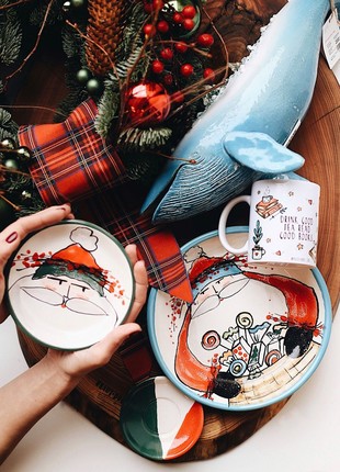 Christmas handmade ceramic mug Santa New Year 20235 photo