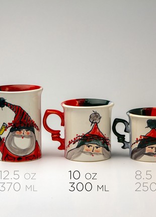 Christmas handmade ceramic mug Santa with champagne new year 20232 photo