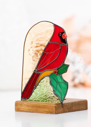Bird stained glass candle holder