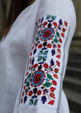 Woman's white linen embroidery Yavorivska4 photo