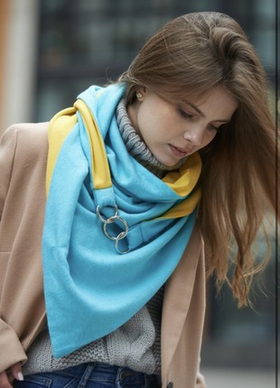 Stylish scarf double-sided scarf ,,,Ukrainian color,,  with original clasp, unisex6 photo