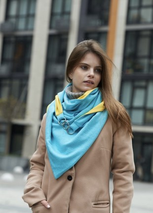 Stylish scarf double-sided scarf ,,,Ukrainian color,,  with original clasp, unisex8 photo