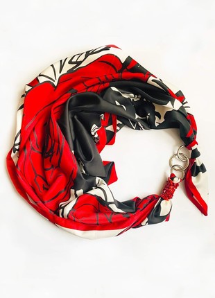 Scarf "red viburnum of Ukraine”” from the brand MyScarf. Decorated with natural rhodonite6 photo