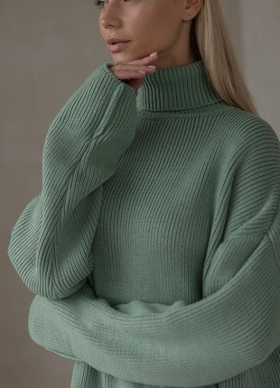 Warm woolen sweater of mint color2 photo