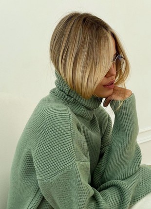 Warm woolen sweater of mint color3 photo