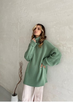 Warm woolen sweater of mint color1 photo