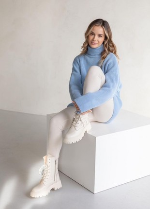 Warm blue wool sweater4 photo