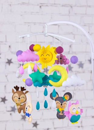 Musical baby mobile with bracket, Baby mobile "Sunny dreams"