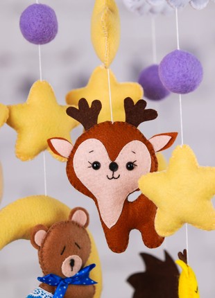 Musical baby mobile with bracket, Baby mobile "Bear on the moon"4 photo