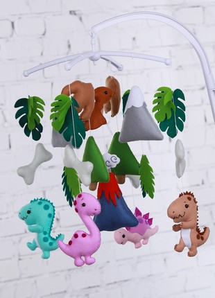 Musical baby mobile with bracket "Dinosaurs"