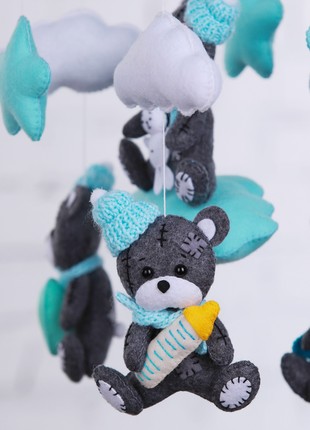 Musical baby mobile with bracket "Teddy on a cloud"2 photo