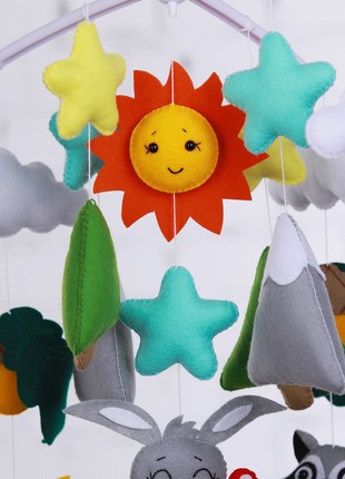Musical baby mobile with bracket, Baby mobile "Forest friends"2 photo