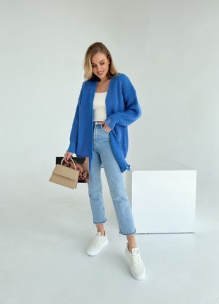 Stylish knitted cardigan in blue color2 photo