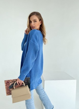 Stylish knitted cardigan in blue color3 photo