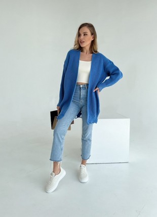 Stylish knitted cardigan in blue color4 photo