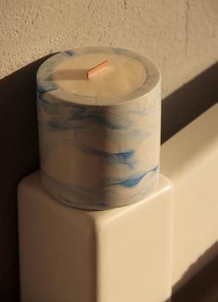 Soy candle marble blue