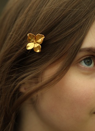 Hair pin with Natural Hydrangea in gold3 photo