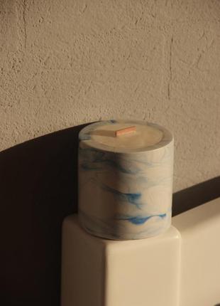 Soy candle marble blue2 photo